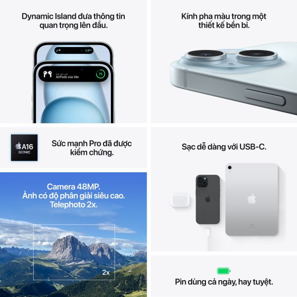 IPHONE 15 256GB CŨ 95% , CÒN MỚI 99% CHÍNH HÃNG BẢN QUỐC TẾ