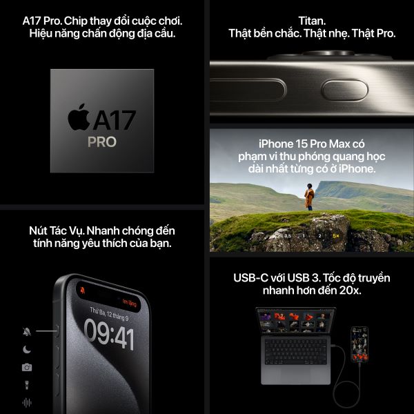 IPHONE 15 PRO 128GB CŨ 95%, CÒN MỚI 99% BẢN QUỐC TẾ